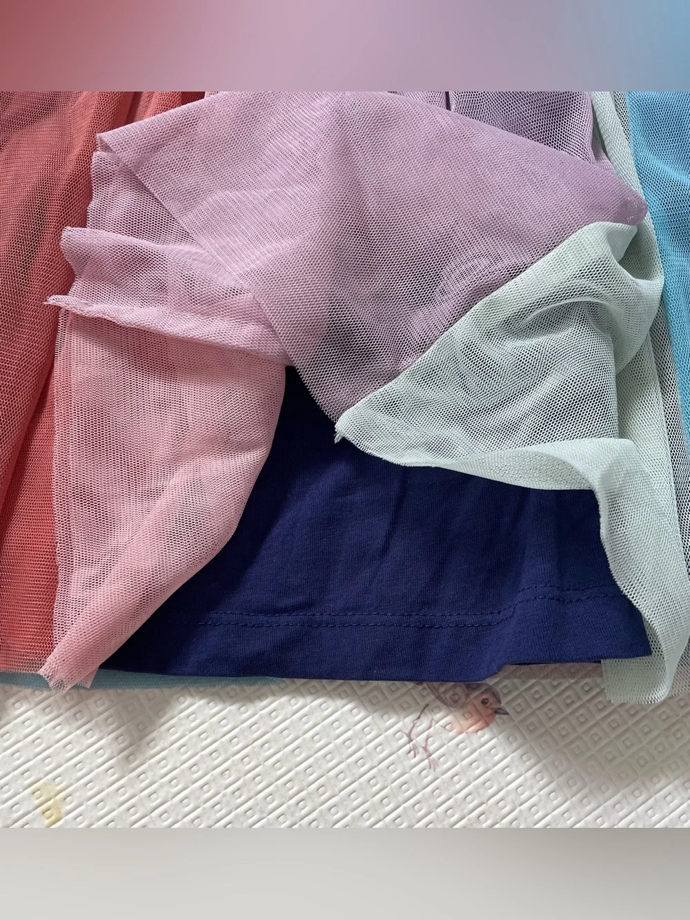 Hannah Andersson Rainbow Tulle Dress Navy Multi size 6/7